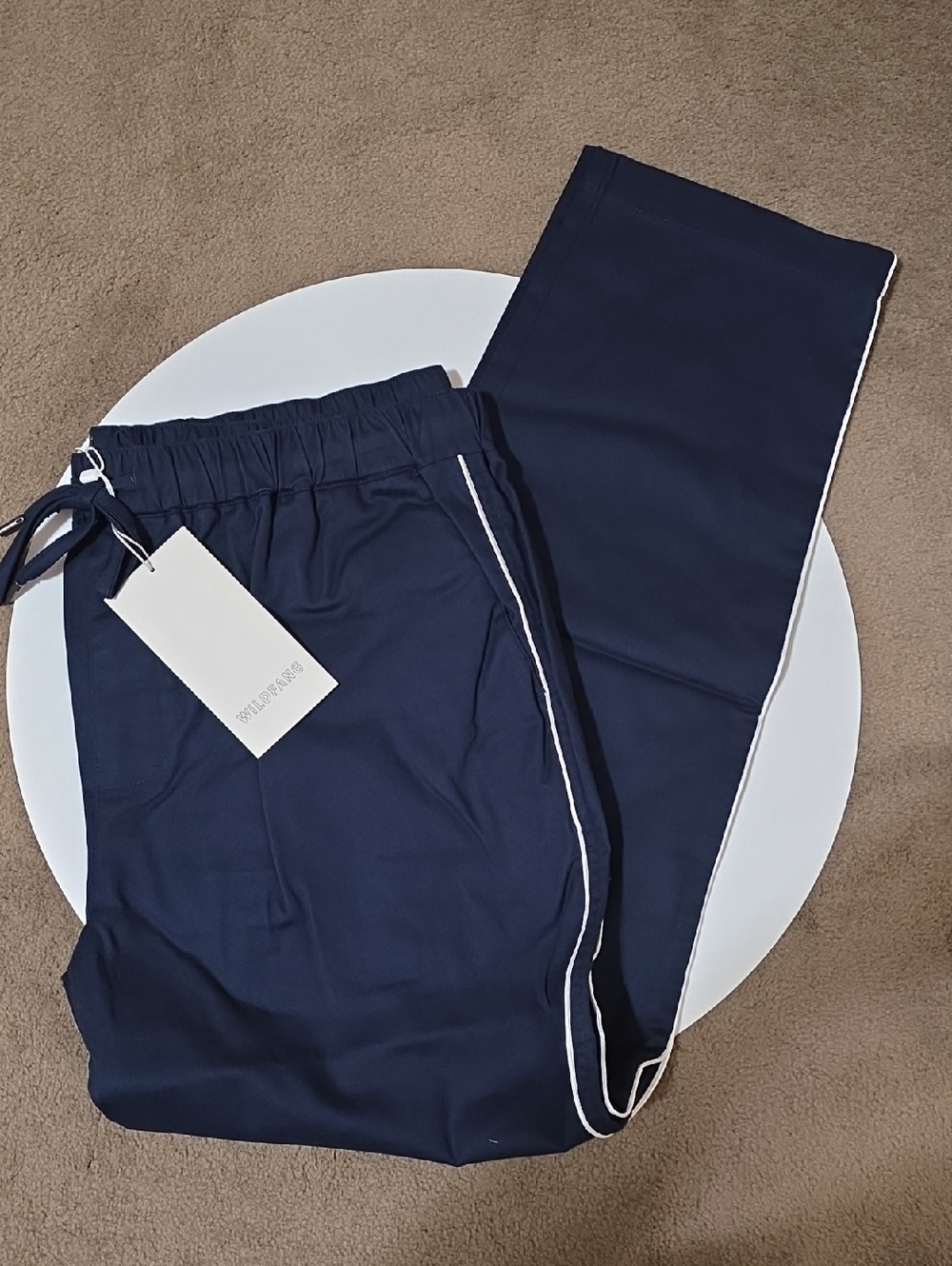 Wildfang Navy Joggers with White Piping